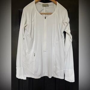 Athleta xl White Long-Sleeve Half-Zip Performance Top Pullover With Thumb Holes